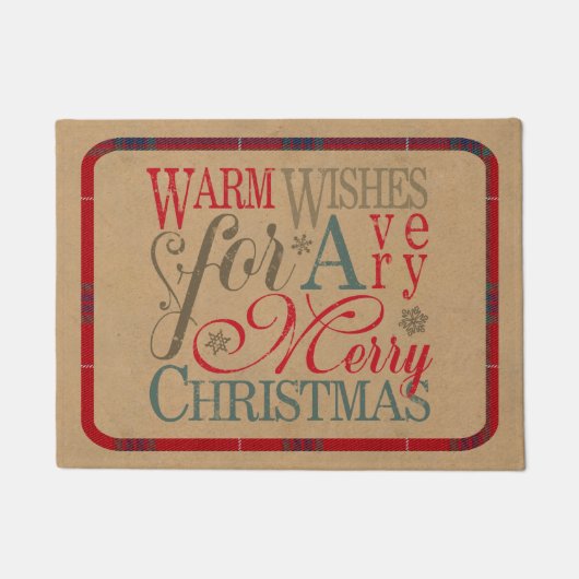 ウォームウィッシュクラフト&タータンチェックレッド/グリーンID589 ドアマット (正面)