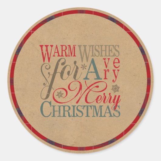 ウォームウィッシュクラフト&タータンチェックレッド/グリーンID589 ラウンドシール (正面)