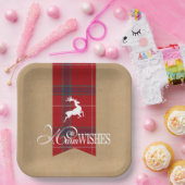 ウォームウィッシュクラフト&タータンチェックレッドID589 ペーパープレート (パーティー)