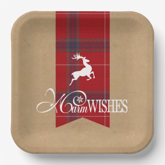 ウォームウィッシュクラフト&タータンチェックレッドID589 ペーパープレート (正面)