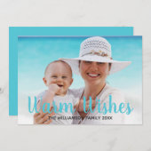 ウォームウィッシュズターコイズビーチクリスマスフォトカード シーズンカード (正面/裏面)