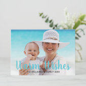 ウォームウィッシュズターコイズビーチクリスマスフォトカード シーズンカード (スタンド正面)