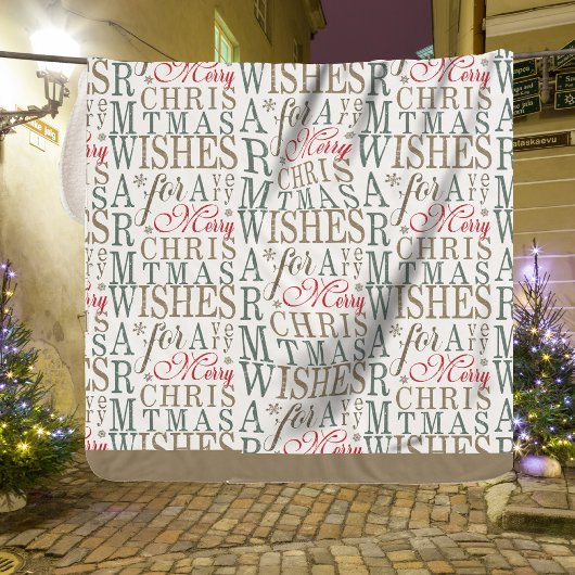 ウォームウィッシュタイポグラフィ赤/緑ID589 シェルパブランケット