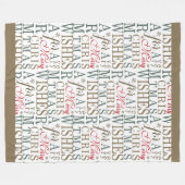 ウォームウィッシュタイポグラフィ赤/緑ID589 フリースブランケット (正面(横))