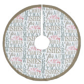 ウォームウィッシュタイポグラフィ赤/緑ID589 ブラッシュドポリエステルツリースカート (正面)