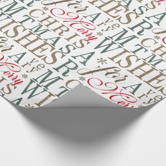 ウォームウィッシュタイポグラフィ赤/緑ID589 ラッピングペーパー (角)