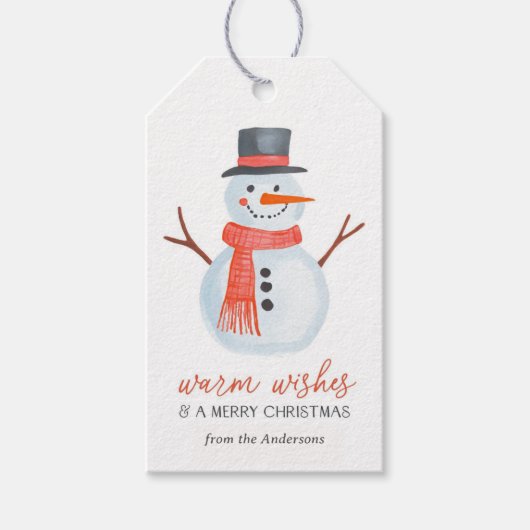 ウォームウィッシュ雪だるまクリスマス ギフトタグ (正面)
