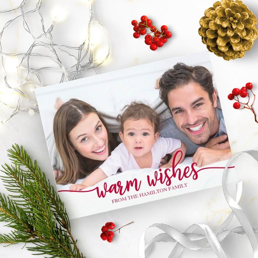 ウォームウィッシュ 赤い書道 写真 クリスマス ポストカード