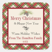 ウォームウィンタープレイドホパーソナライズされたリデイ スクエアシール (正面)