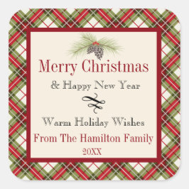 ウォームウィンタープレイドホパーソナライズされたリデイ スクエアシール