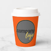 ウォームオレンジシンプルロゴ会社ブランディング 紙コップ (裏面)