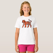 ウォームオレンジタイガー キッズTシャツ – かわいい野生動物  Tシャツ (正面フル)