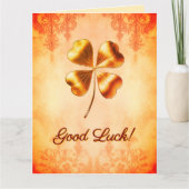 ウォームオレンジ金ゴールドヴィンテージスタイル幸運の願い カード (正面)