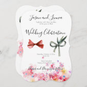 ウォームカラーフローラウォーターカラーズサブビーシック 招待状 (正面/裏面)