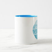 ウォームカリフォルニアサンヴィンテージタイポグラフィブルー ツートーンマグカップ (中央)