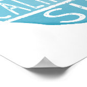 ウォームカリフォルニアサンヴィンテージタイポグラフィブルー ポスター (角)