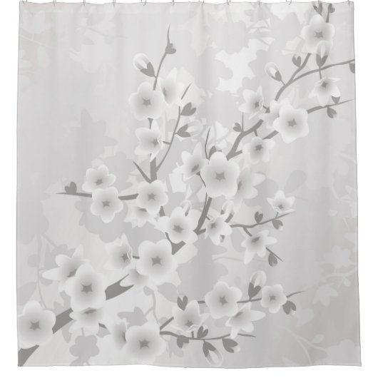 ウォームグレーさくらんぼブラックラシックズ シャワーカーテン (正面)