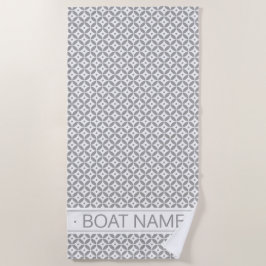 ウォームグレーハンプトンスタイルパーソナライズされたボート名 ビーチタオル