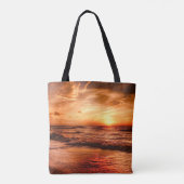 ウォームゴールデンオレンジサンセットオーバー海 トートバッグ (裏面)