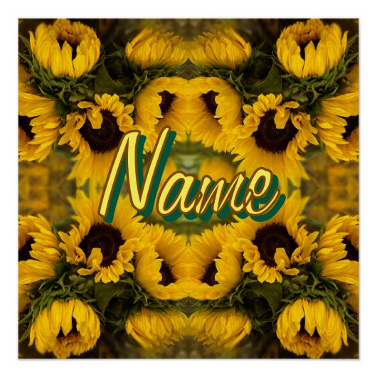 ウォームゴールデンサンフラワーカスタムズ文字 ポスター (正面)