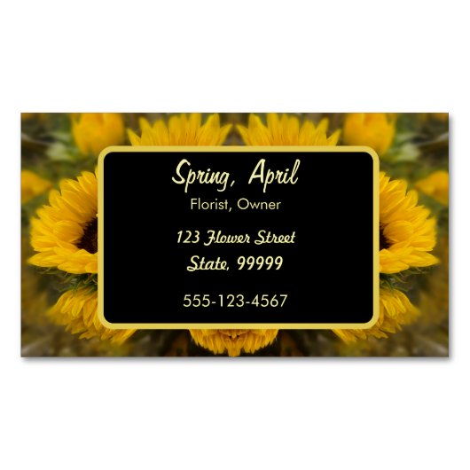 ウォームゴールデンヒマワリカスタムー マグネット名刺 (正面)