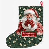 ウォームサンタクロースホリデーストッキング パーソナライズされた ラージクリスマスストッキング (裏面)