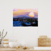 ウォームシーズパームフロントズ&ヒルズサンセット ポスター (キッチン)