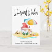 ウォームスウィズビーチトロピカルサンタ格言 カード (黄色い花)