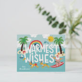 ウォームストイッシュおもしろいサーフィンサンタとビーチ シーズンカード (スタンド正面)