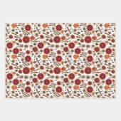 ウォームスパイス – コテージコアウォーターカラーパターン ラッピングペーパーシート (正面3)