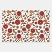 ウォームスパイス – コテージコアウォーターカラーパターン ラッピングペーパーシート (正面2)