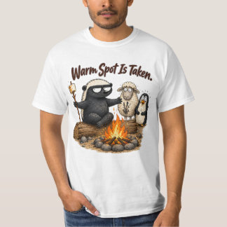 ウォームスポットは埋まってる ハニーバジャー キャンプデザイン Tシャツ