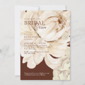 ウォームチョコレートブラウンクリームフローラブライダルシャワー 招待状 (正面)