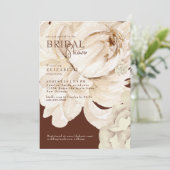 ウォームチョコレートブラウンクリームフローラブライダルシャワー 招待状 (スタンド正面)