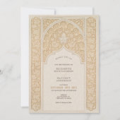 ウォームトープ&クリームレースアールヌーボー結婚ズ 招待状 (正面)