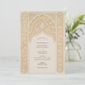 ウォームトープ&クリームレースアールヌーボー結婚ズ 招待状 (スタンド正面)