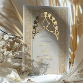 ウォームトープ&クリームレースアールヌーボー結婚ズ 箔招待状