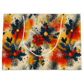 ウォームトーンクリスマス抱き枕とフェスティバルフローラ ラージペーパーバッグ (正面)