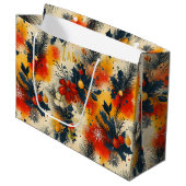 ウォームトーンクリスマス抱き枕とフェスティバルフローラ ラージペーパーバッグ (正面アングル)