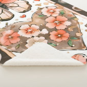 ウォームトーンバタフライおよびフローラプリント シェルパブランケット (3/4)