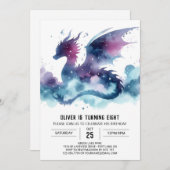 ウォームドラゴン誕生日カスタム 招待状 (正面/裏面)