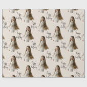 ウォームニュートラルとカスタム誕生日文字と写真 – ラッピングペーパー (フラット)