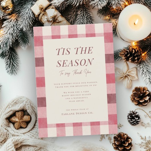 ウォームパステルプレイドスモールオフィスビジネス シーズンカード