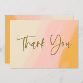 ウォームピンクイエローパステルモダンエレガント空白の サンキューカード (正面/裏面)