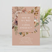 ウォームピーチベージュブライダルシャワー | ロマンチックボホ 招待状 (スタンド正面)