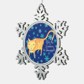 ウォームファジーと冬の雪あそび クリスマスの猫 スノーフレークピューターオーナメント (右)