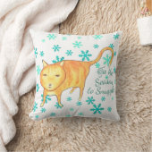 ウォームファジーと冬の雪あらし クリスマスの猫 クッション (ブランケット)