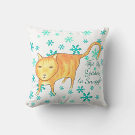 ウォームファジーと冬の雪あらし クリスマスの猫 クッション