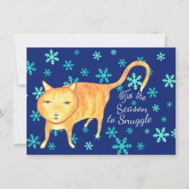 ウォームファジーと冬の雪あられ クリスマスの猫 シーズンカード