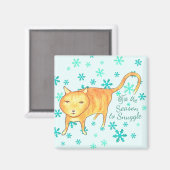 ウォームファジーと冬の雪あられ クリスマスの猫 マグネット (正面/裏面)